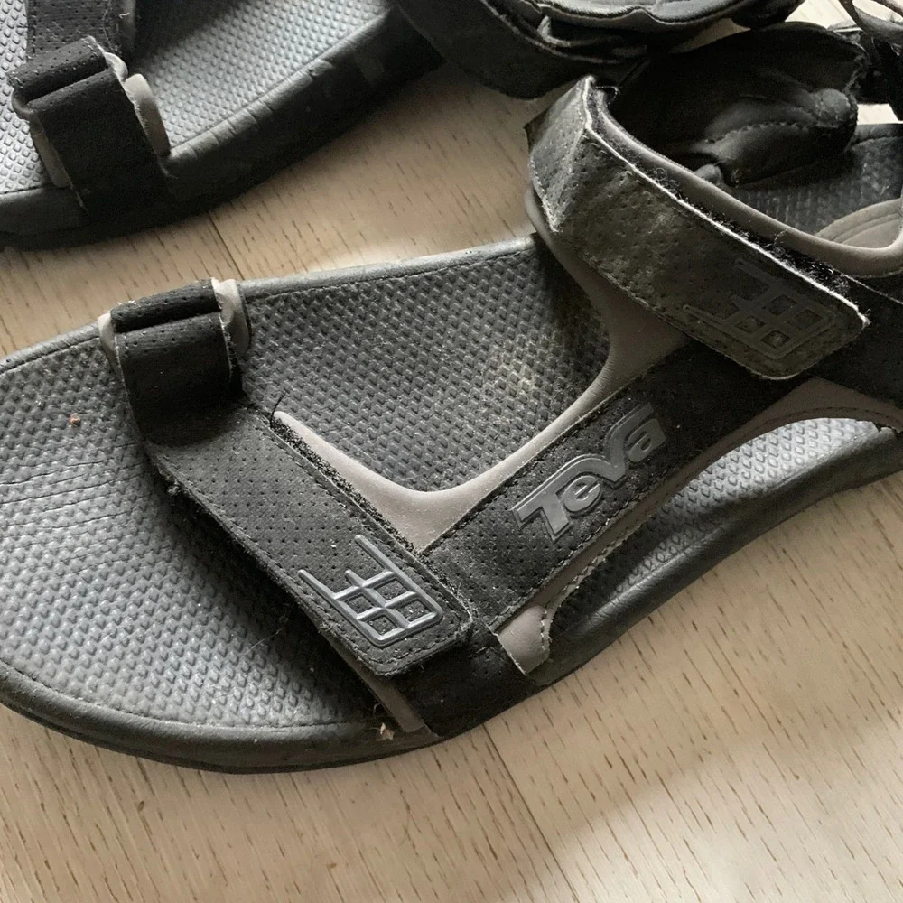 Teva Shoc Pad‎ Mens Hiking Sandals Black Grey Adjustable Sz 11 Outdoor Trail